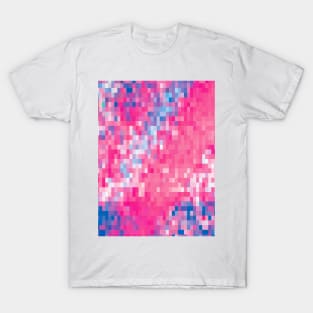 Pink Blue and Purple Mosaic Abstract Squares Pattern T-Shirt